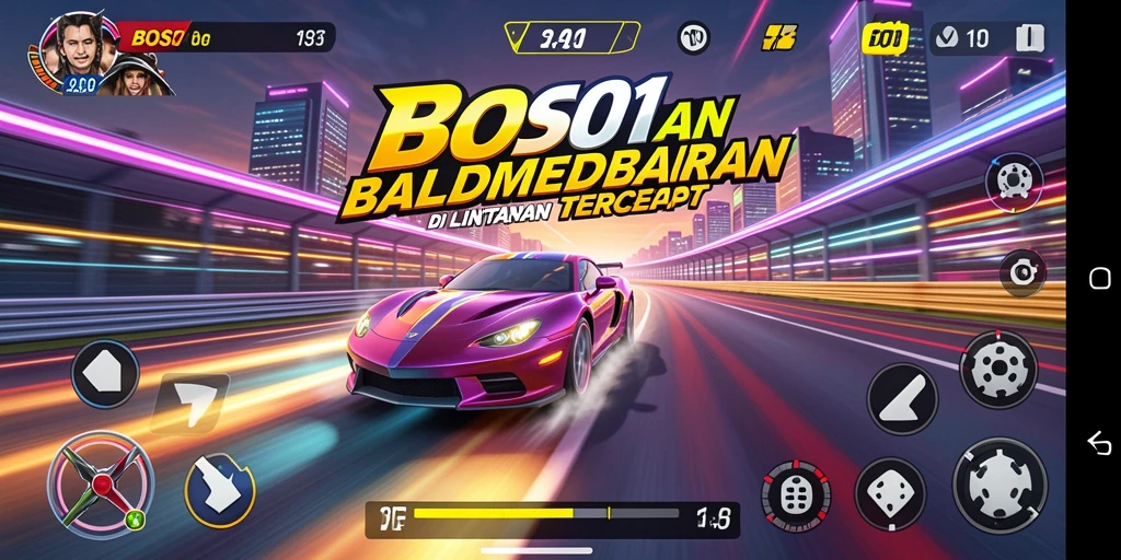 Gameplay intens dalam balapan BOS01 yang mendebarkan.
