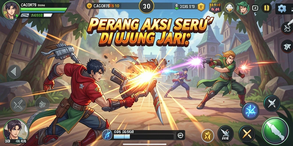 Screenshot menunjukkan pertarungan seru dalam CACOR78 dengan grafik tinggi.