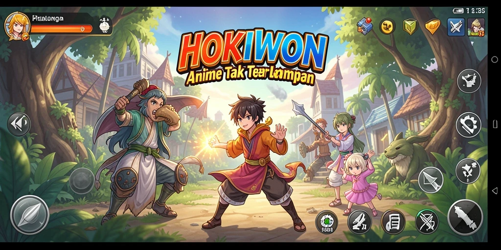 Tampilan gameplay HOKIWON dengan karakter anime yang menarik.