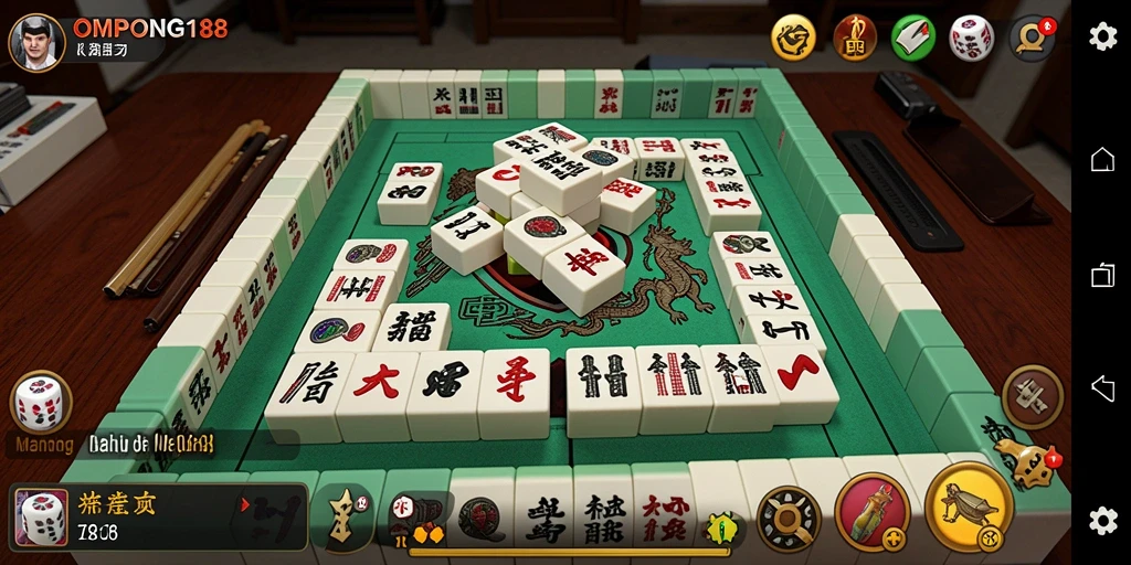 Tampilan gameplay seru OMPONG188 yang penuh tantangan Mahjong.