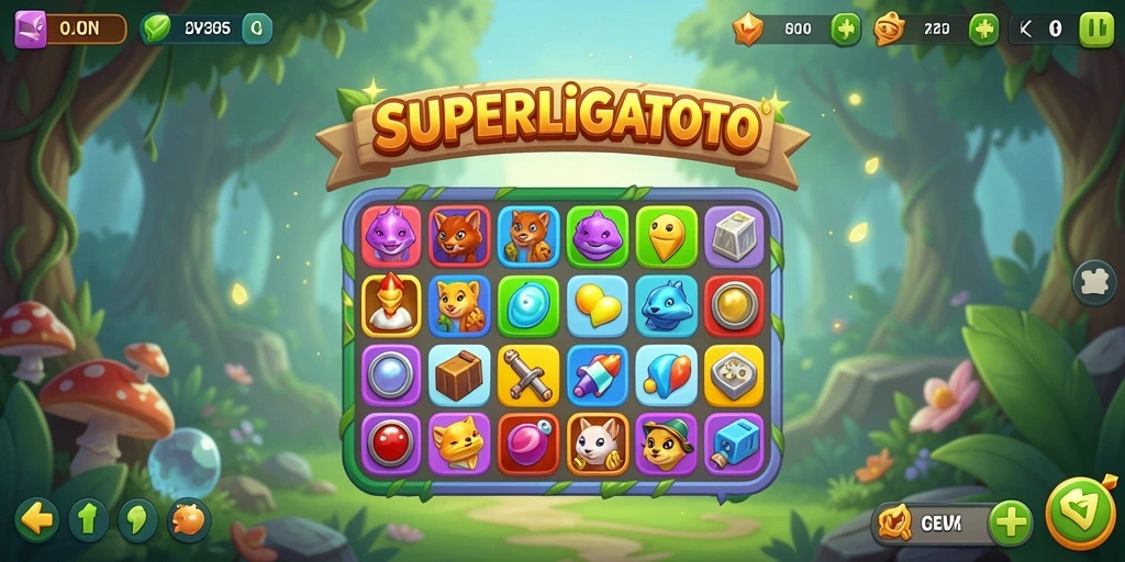 Tampilan gameplay SUPERLIGATOTO yang menarik dan penuh warna.