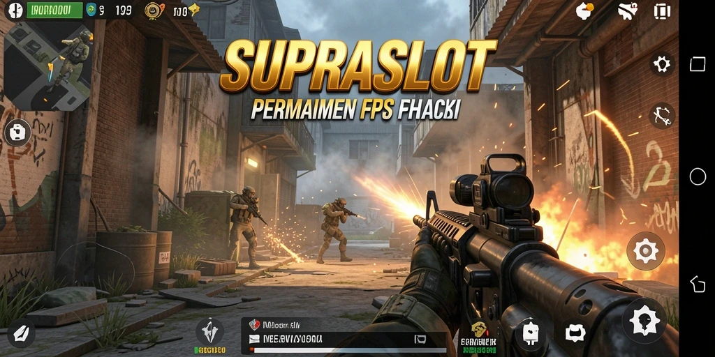 Gameplay seru dalam SUPRASLOT dengan aksi FPS yang mendebarkan.