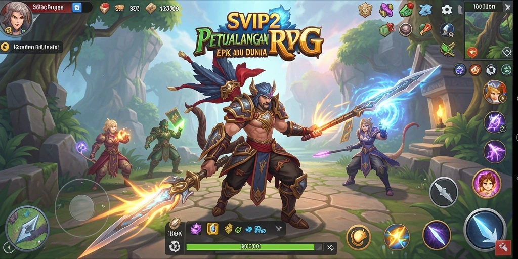 Screenshot gameplay SVIP2 yang menampilkan pertarungan epik dan eksplorasi dunia.