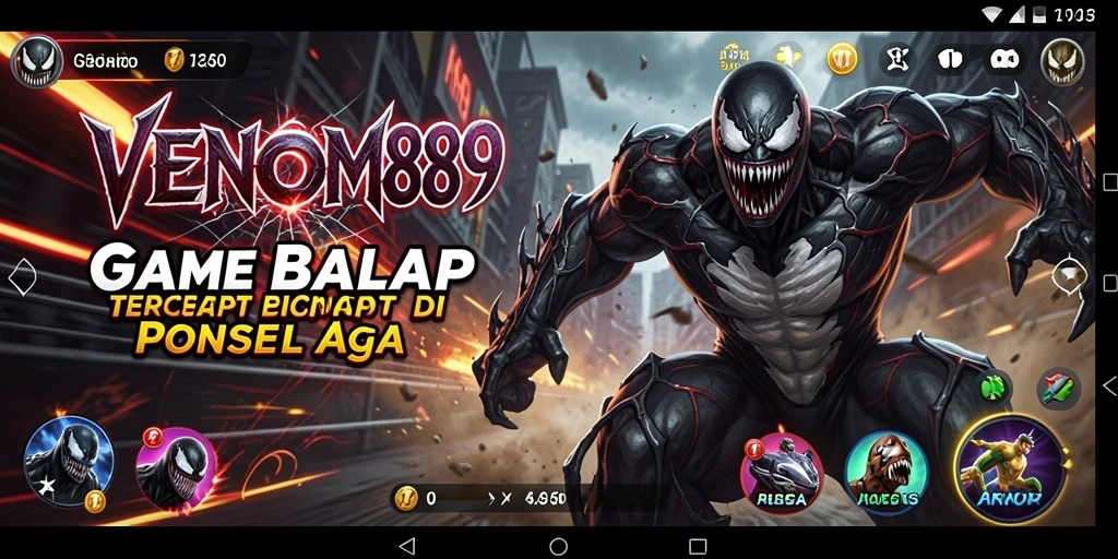 Gameplay balap mendebarkan dalam VENOM889 dengan berbagai mobil dan trek.